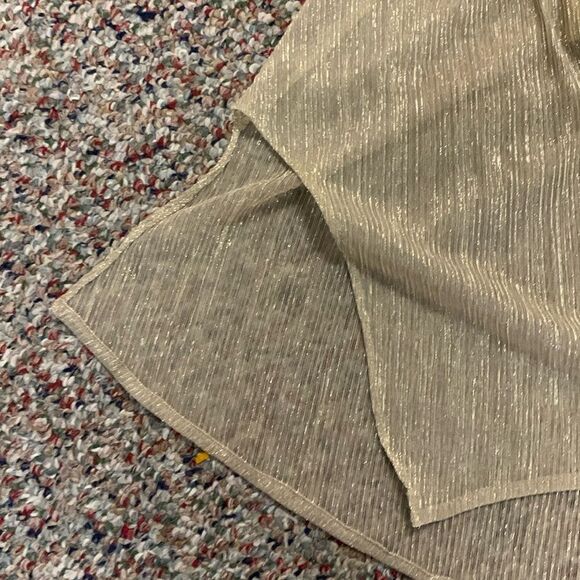 MSK Gold Metallic V-Neck Flutter Sleeve Handkerchief Hem Midi Dress Size XL - Picture 12 of 15